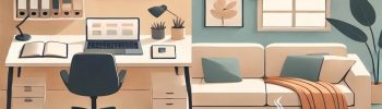 パソコンとソファのある部屋